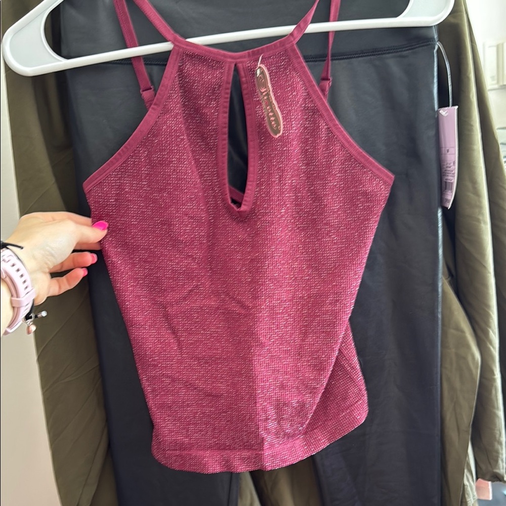 Women's Pink Sleeveless Top stretchy halter